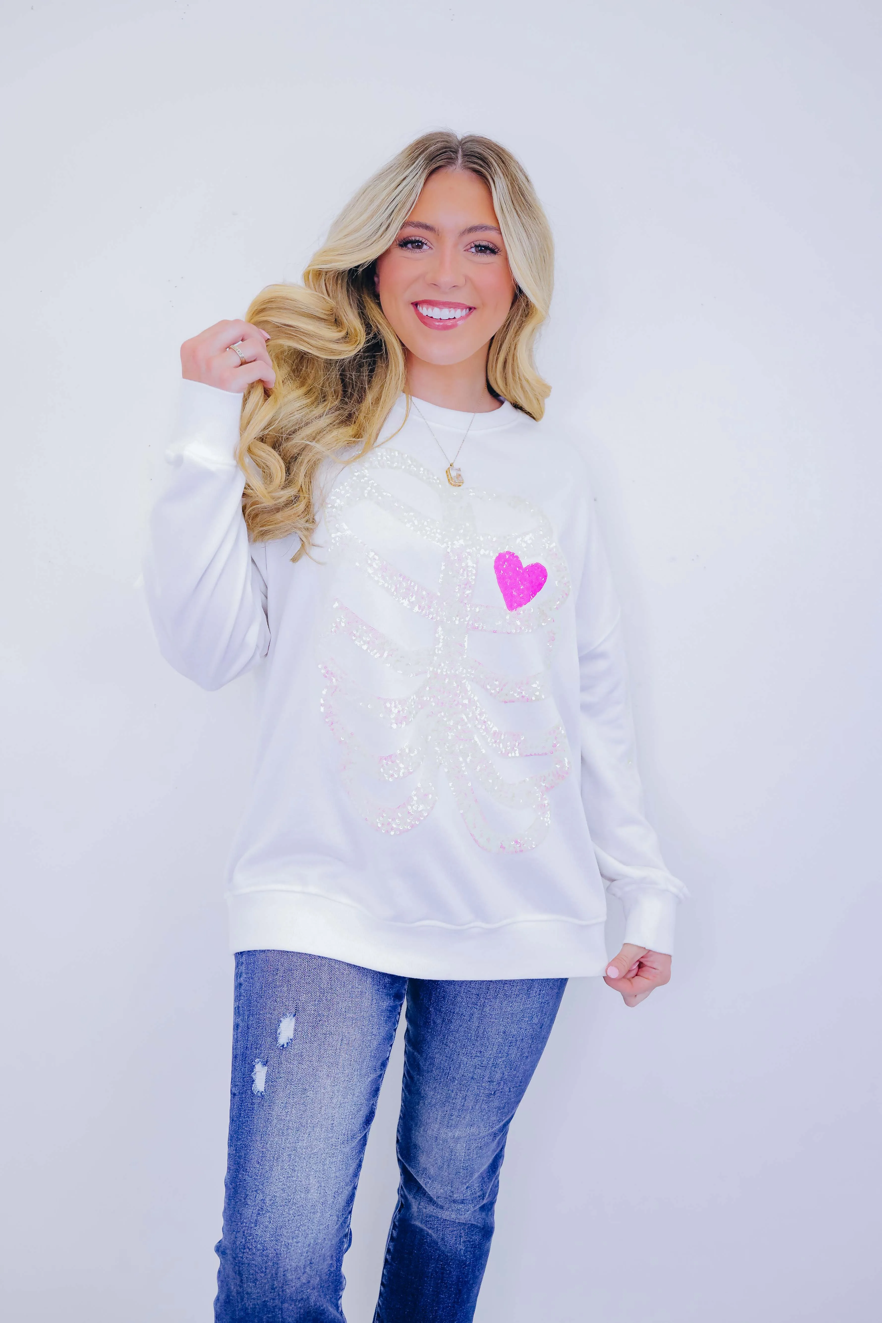 Skeleton Sequin Embellished Sweatshirt- 2 Colors