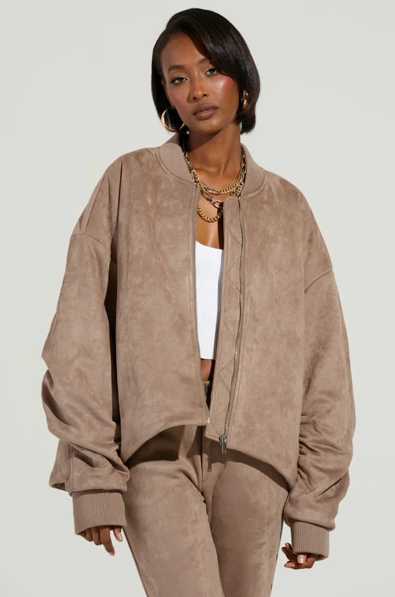 SOFIA FAUX SUEDE BOMBER