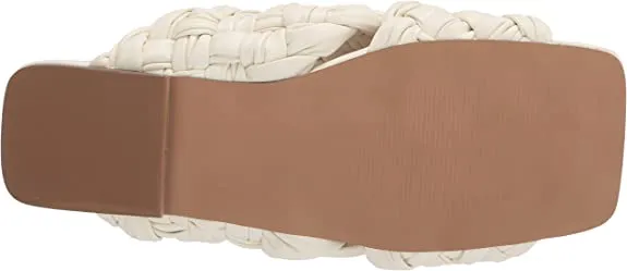 Steve Madden Womens Marina Faux Leather Flat Sandals Ivory 5.5 Medium (B,M)