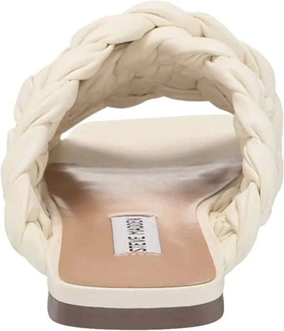 Steve Madden Womens Marina Faux Leather Flat Sandals Ivory 5.5 Medium (B,M)