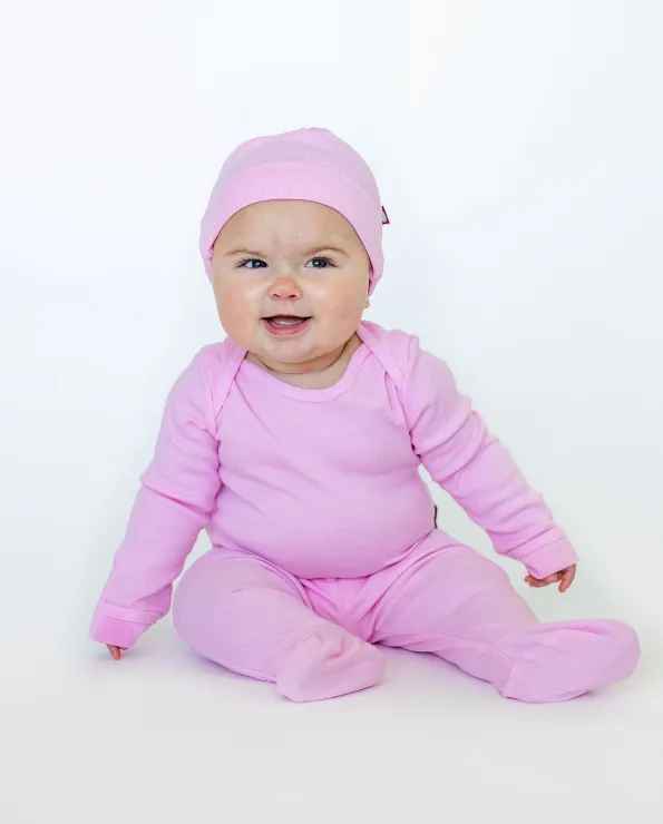 Super-Soft Organic Cotton Baby Rib Long Sleeve Lap Tee| Bright Light Pink