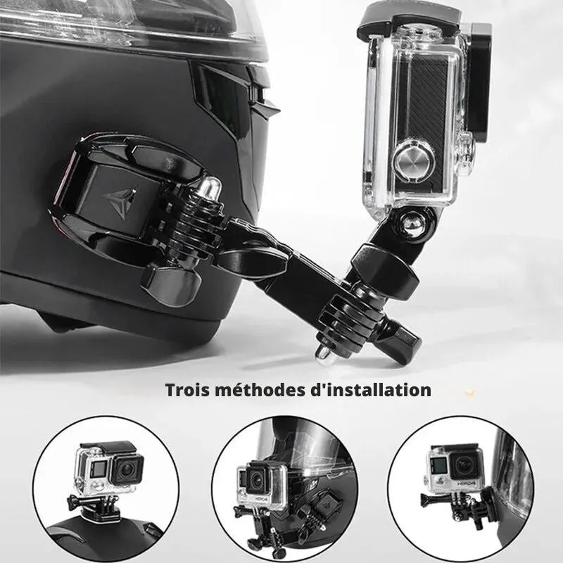 Support Gopro 360° pour Casque Moto – Fixation Rotative et Flexible