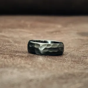 The Thing - Black Hammered tungsten Ring