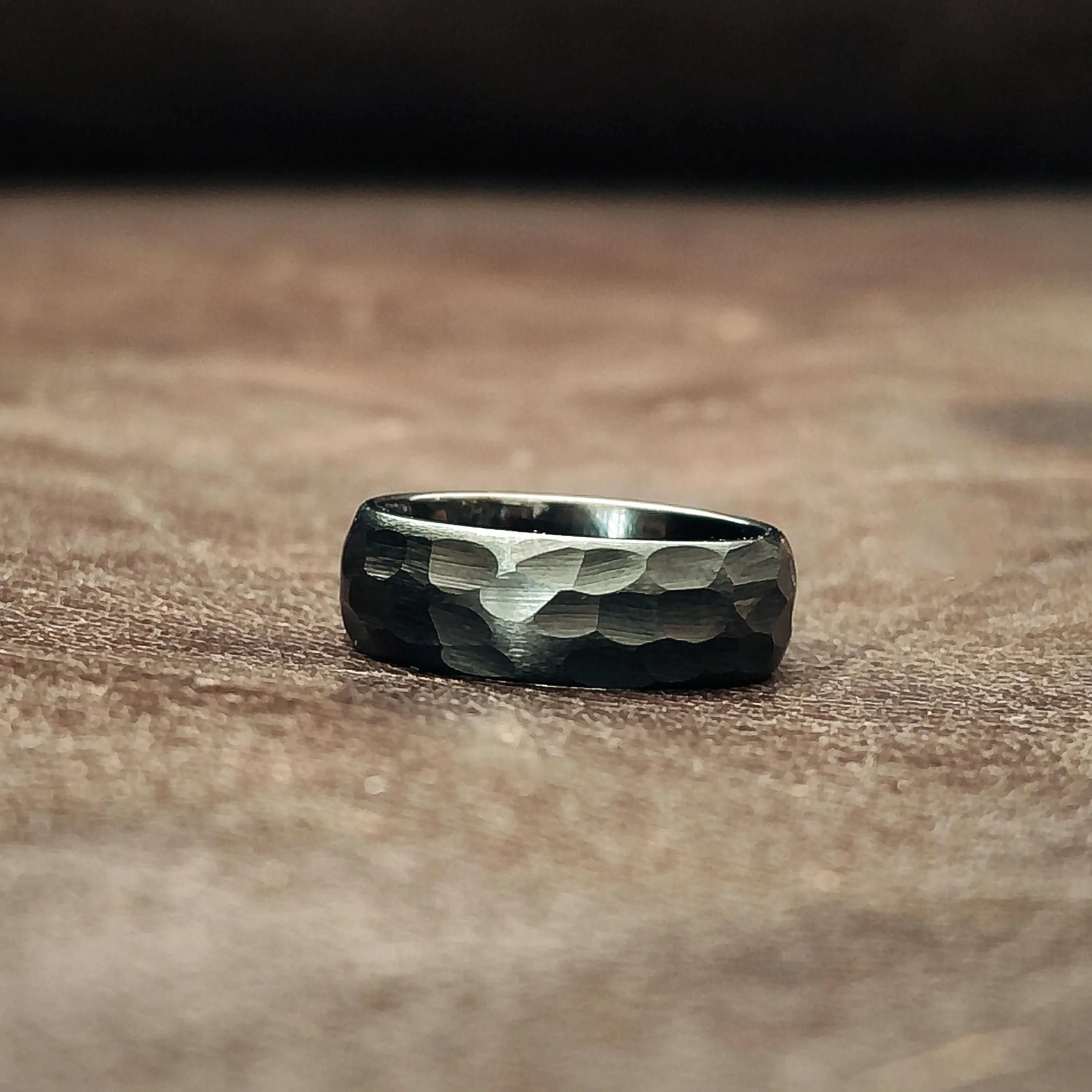 The Thing - Black Hammered tungsten Ring