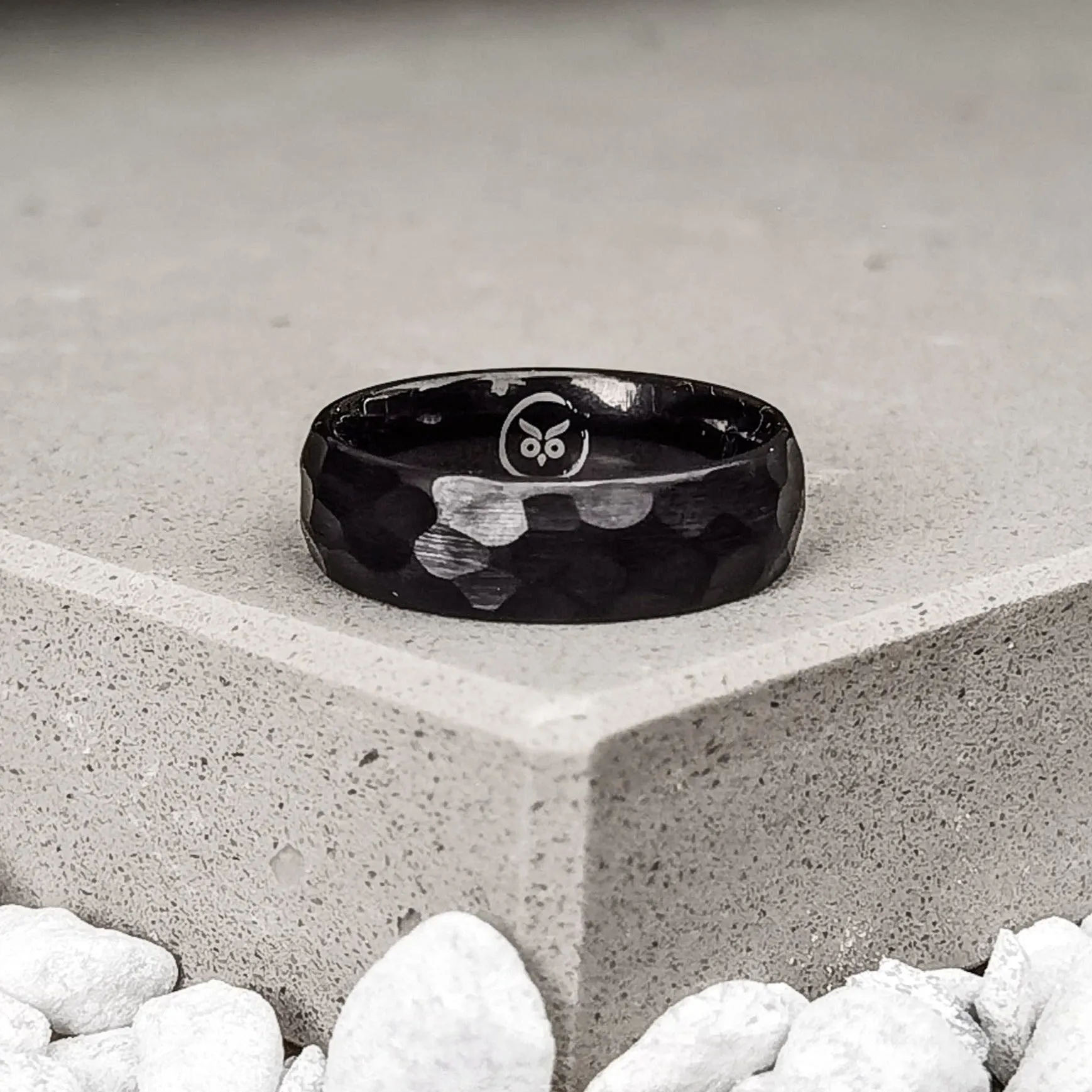 The Thing - Black Hammered tungsten Ring