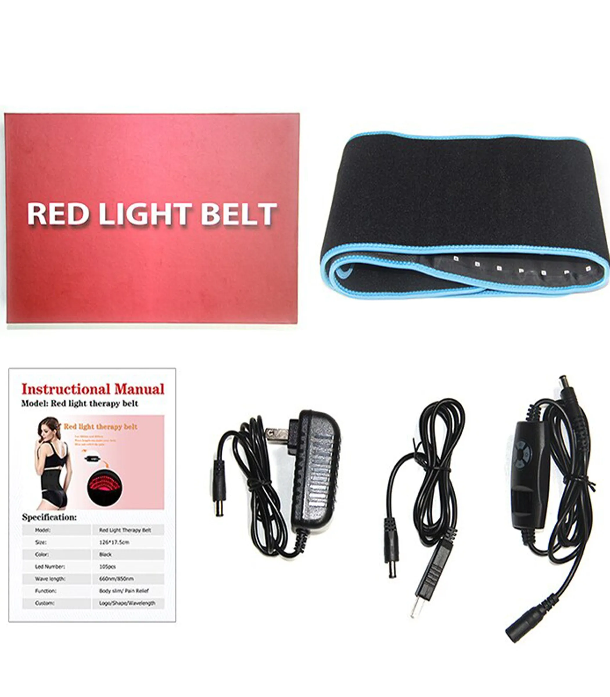 Theia Advanced Red Light Therapy Belt - 660nm:850nm Red Infrared LED, 105pcs 5050 SMD LED - Pain Relief, Fat Reduction, Body Contouring