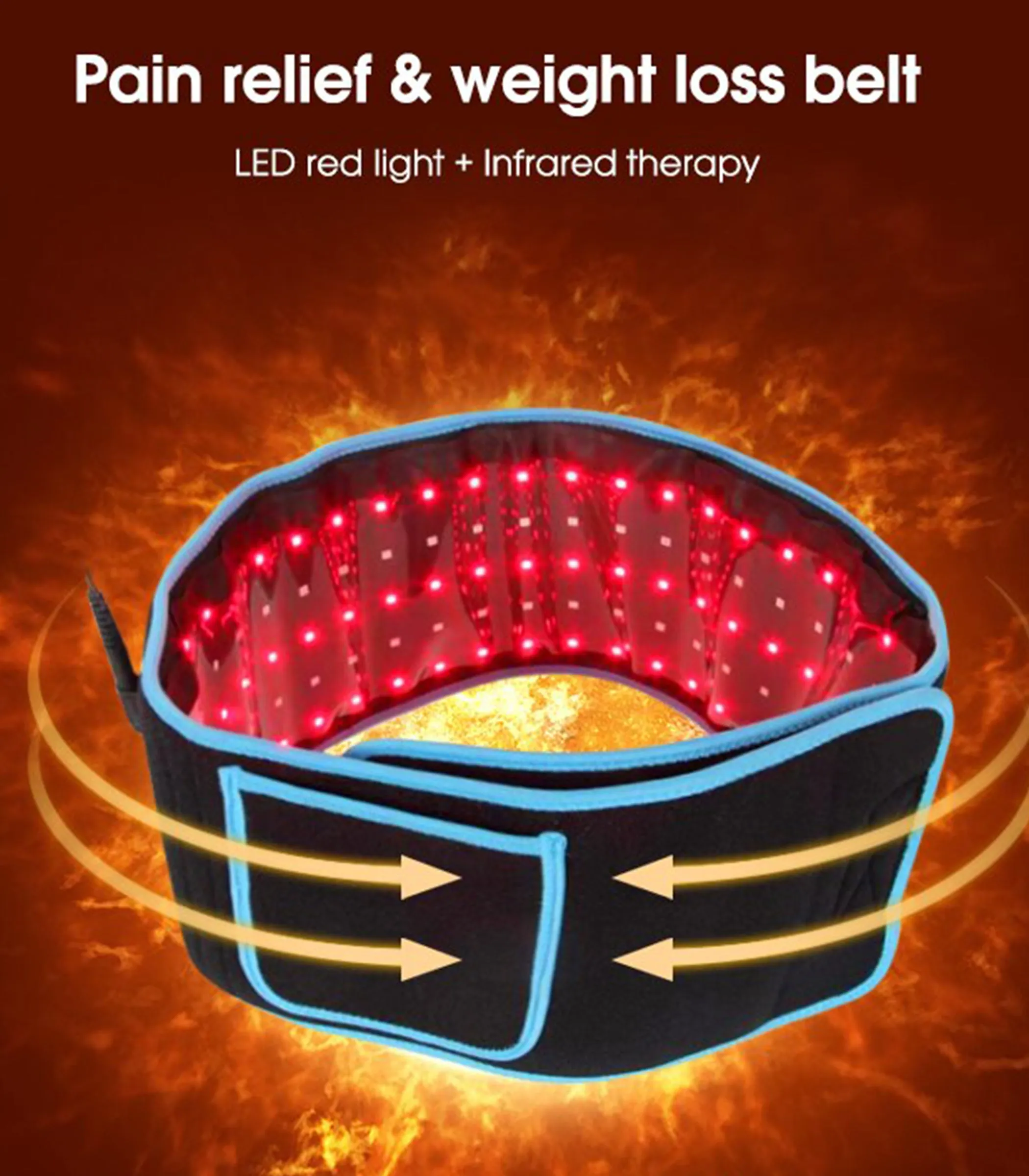 Theia Advanced Red Light Therapy Belt - 660nm:850nm Red Infrared LED, 105pcs 5050 SMD LED - Pain Relief, Fat Reduction, Body Contouring