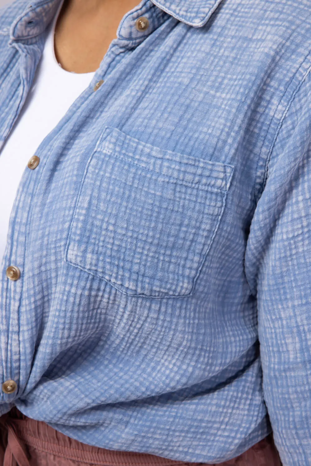 Thread & Supply Riley Button Up Shirt for Women in Blue | T1933CCGTS-INFINITYBLUE