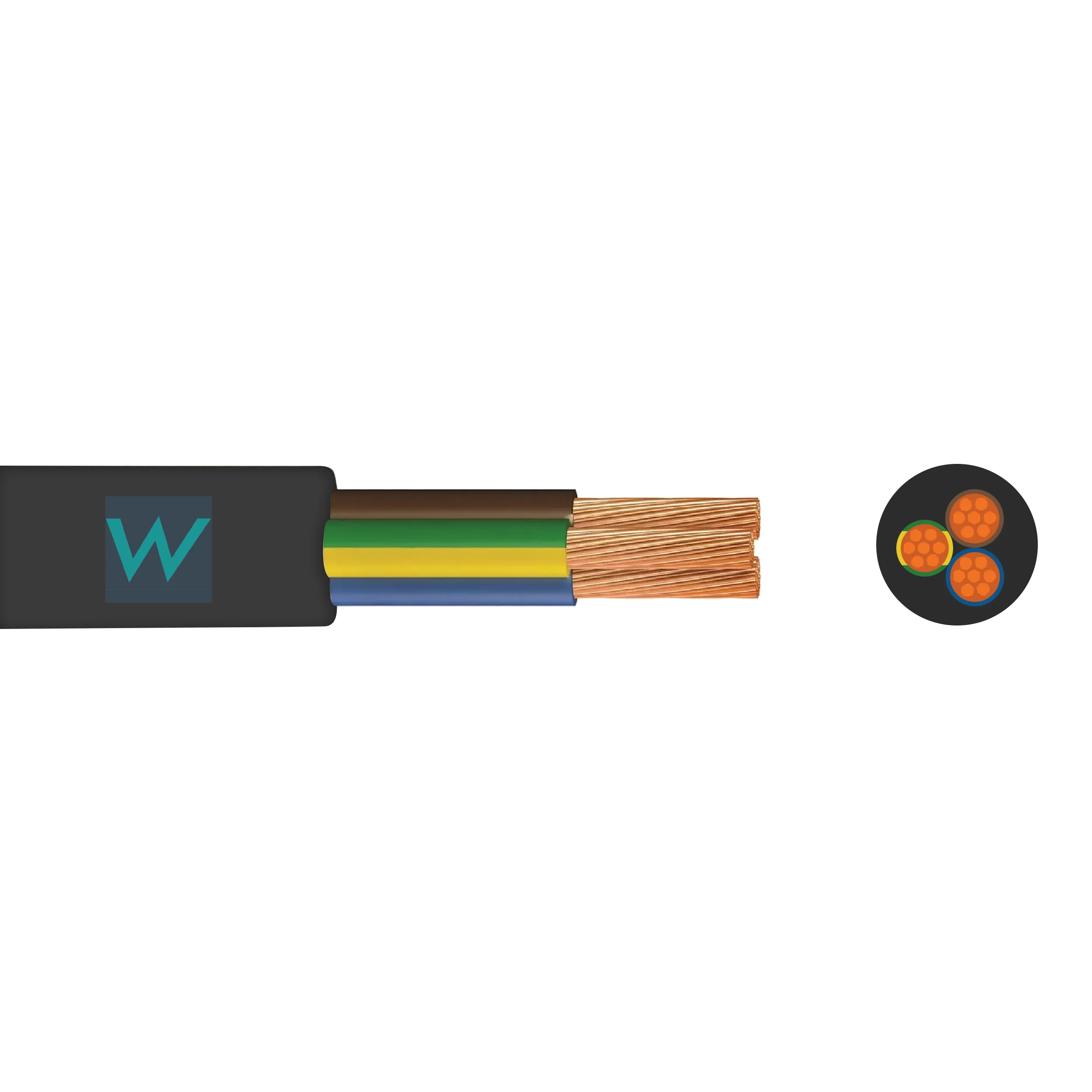 Time 2183Y 3 Core Round Flexible 0.75mm Black Cable - 100M