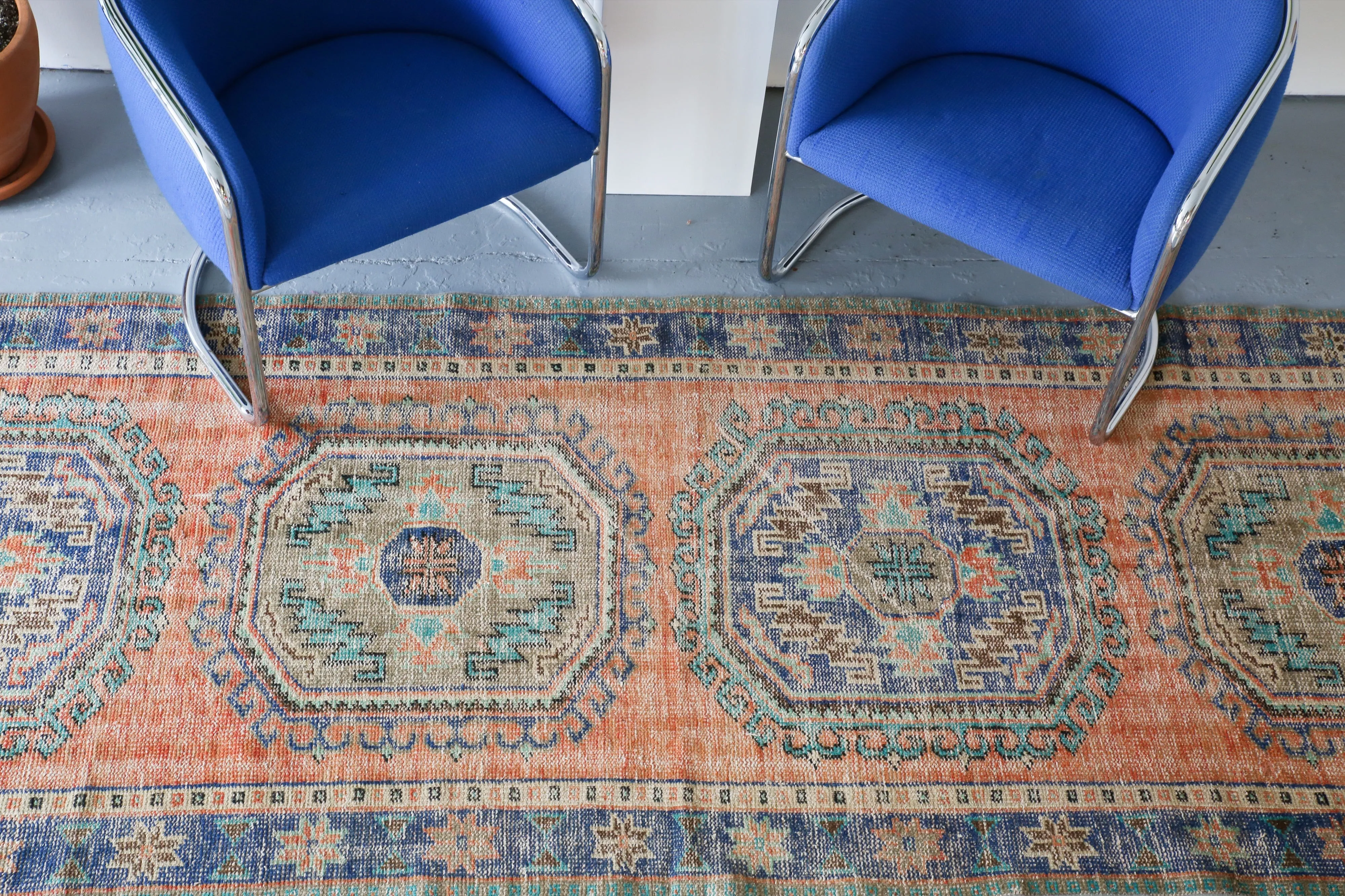 Vintage Konya Sille Turkish Runner Rug 3.10ftx11ft