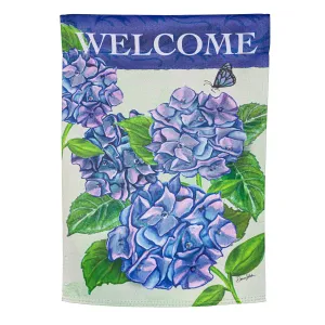 Welcome Garden Hydrangeas Suede Garden Flag,14s11248