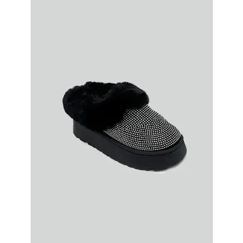 Wild Diva Embellished Faux Fur Platform Booties for Stylish Comfort