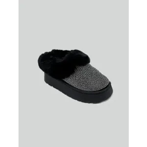 Wild Diva Embellished Faux Fur Platform Booties for Stylish Comfort