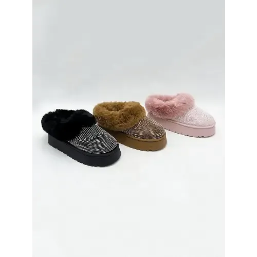 Wild Diva Embellished Faux Fur Platform Booties for Stylish Comfort