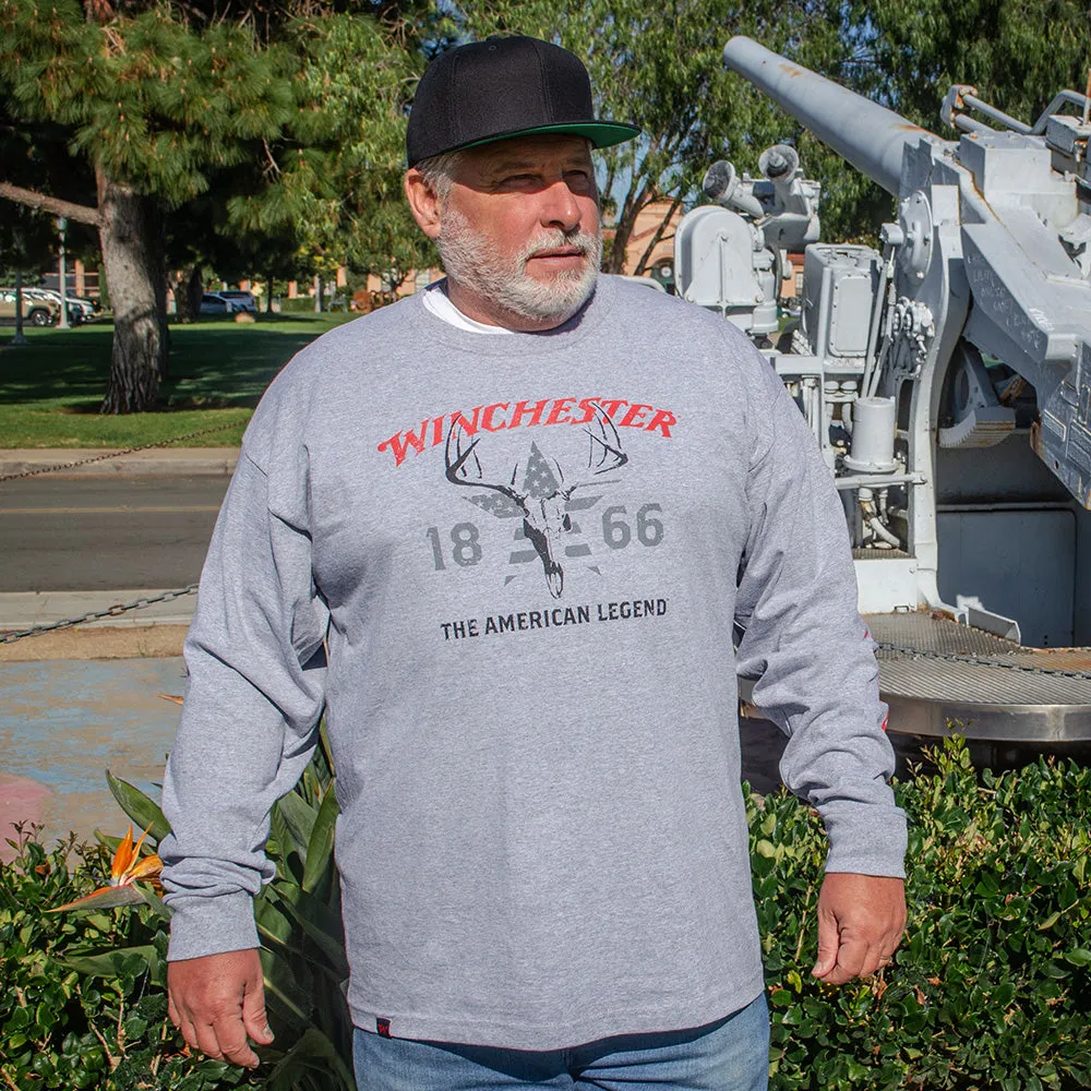 Winchester Legend - Skull Flag Star - Long Sleeve T-Shirt - Made in USA