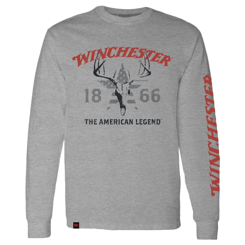 Winchester Legend - Skull Flag Star - Long Sleeve T-Shirt - Made in USA
