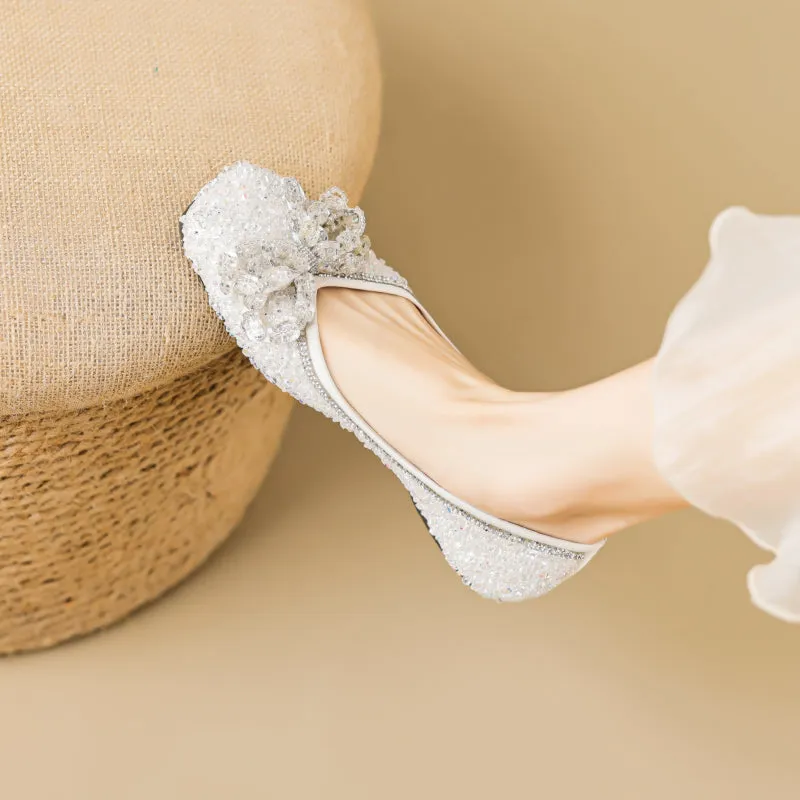Women Stylish Crystal Casual Soft Flats