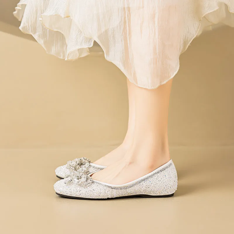 Women Stylish Crystal Casual Soft Flats