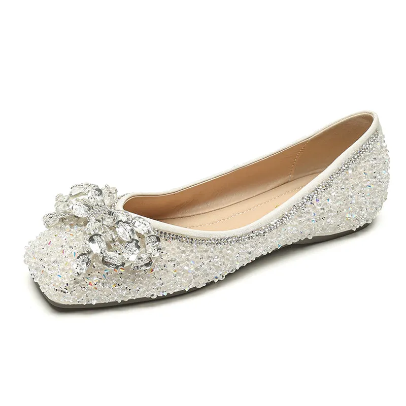 Women Stylish Crystal Casual Soft Flats