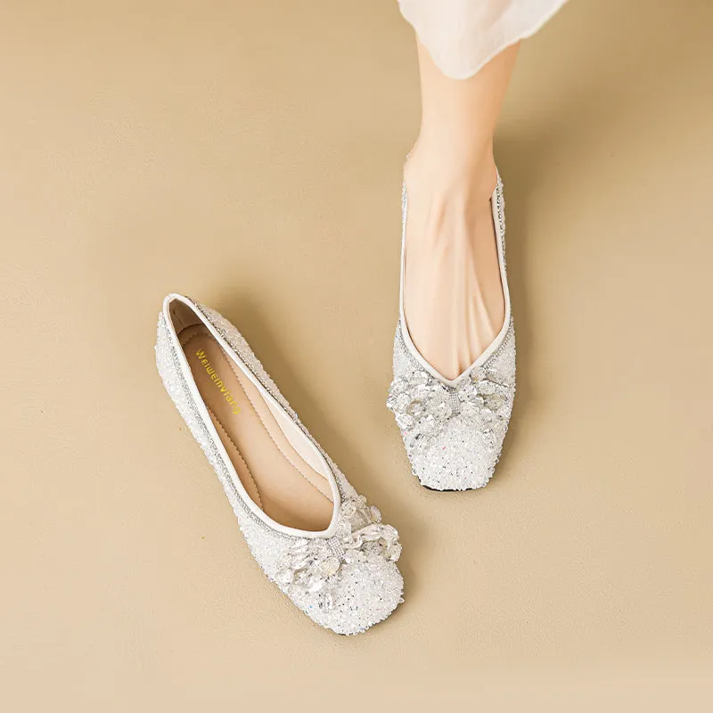 Women Stylish Crystal Casual Soft Flats