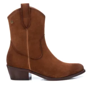 Women's Italian Western Leather Booties Carmela Collection By XTI 161022 Camel