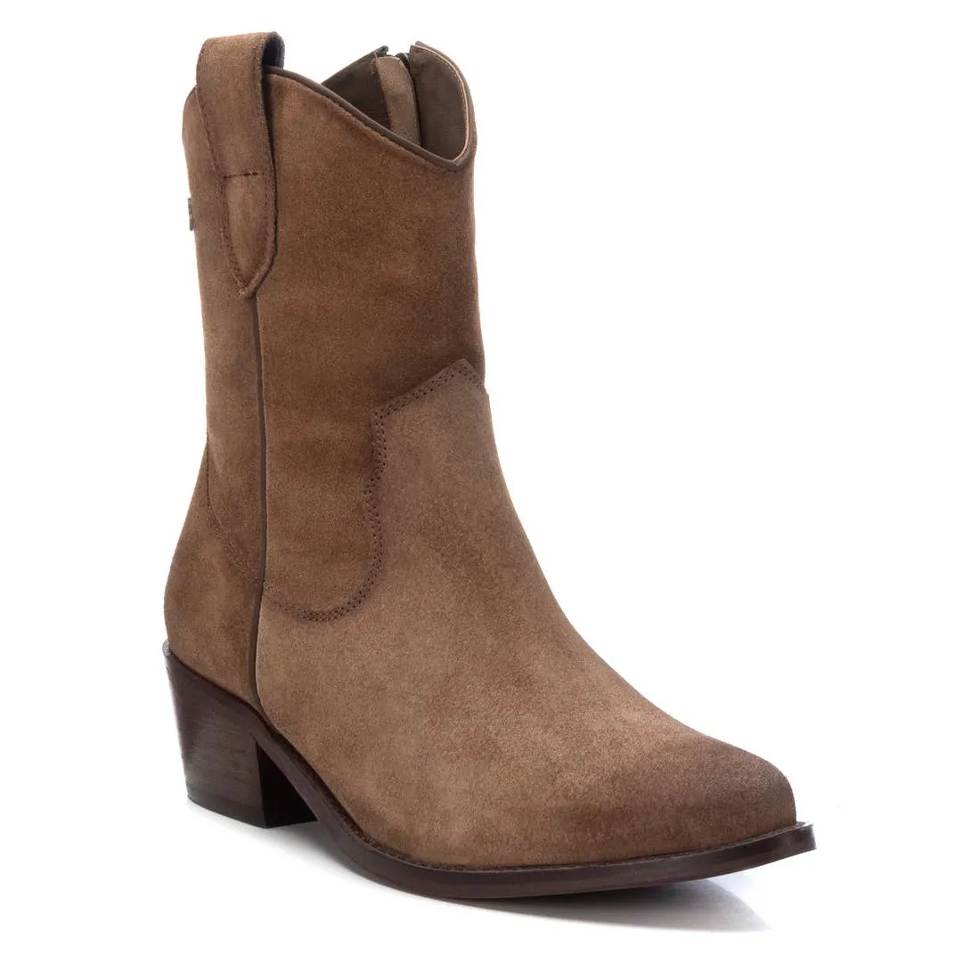Women's Italian Western Leather Booties Carmela Collection By XTI 161022 Taupe