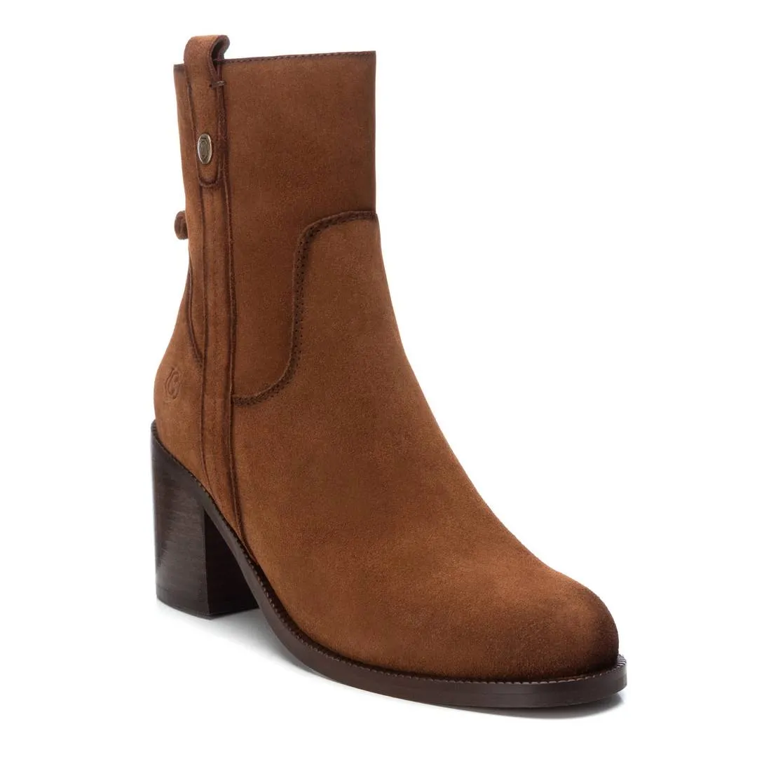 Women's Suede Block Heel Booties Carmela By XTI 160937 Camel