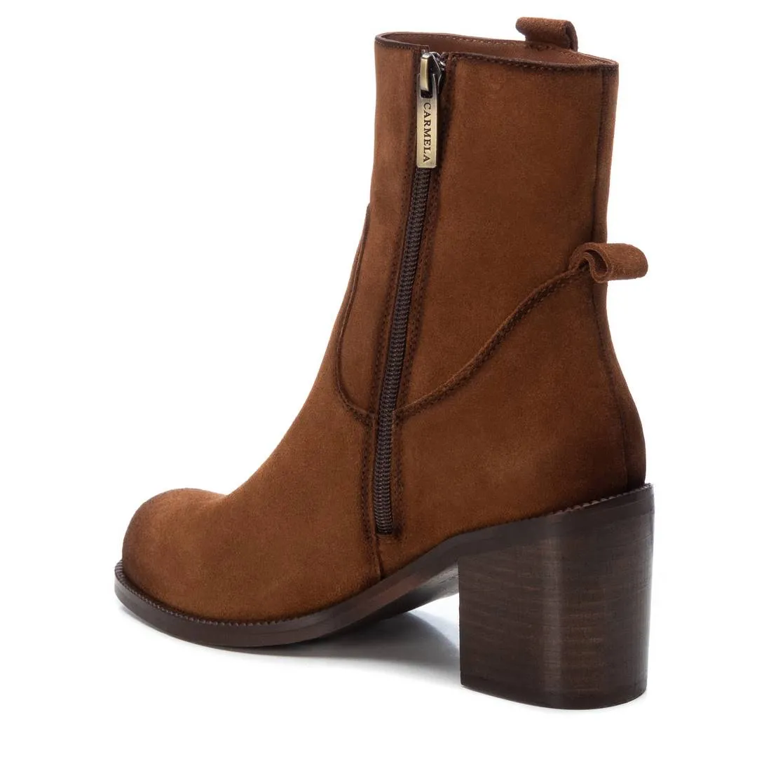 Women's Suede Block Heel Booties Carmela By XTI 160937 Camel