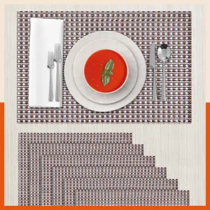 Woven PVC Table Mats / Placemats for Dining Table at Home (Enos - Set of 6)
